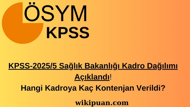 2025/5 KPSS Sağlık Bakanlığı Personel Alımı Başladı! Kadro ve Kontenjan Listesi
