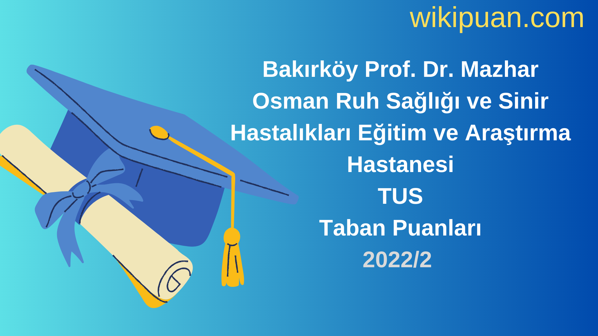Bakırköy Prof. Dr. Mazhar Osman Ruh Sağlığı ve Sinir Hastalıkları Eğitim ve Araştırma Hastanesi TUS Taban Puanları 2022 2.Dönem Verileri
