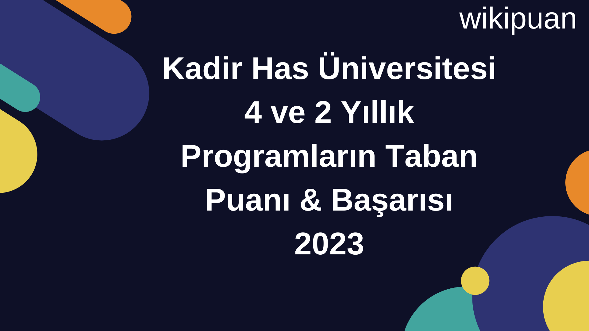 Kadir Has Üniversitesi 4 ve 2 Yıllık Programların Taban Puanı & Taban Başarı Sırası 2023