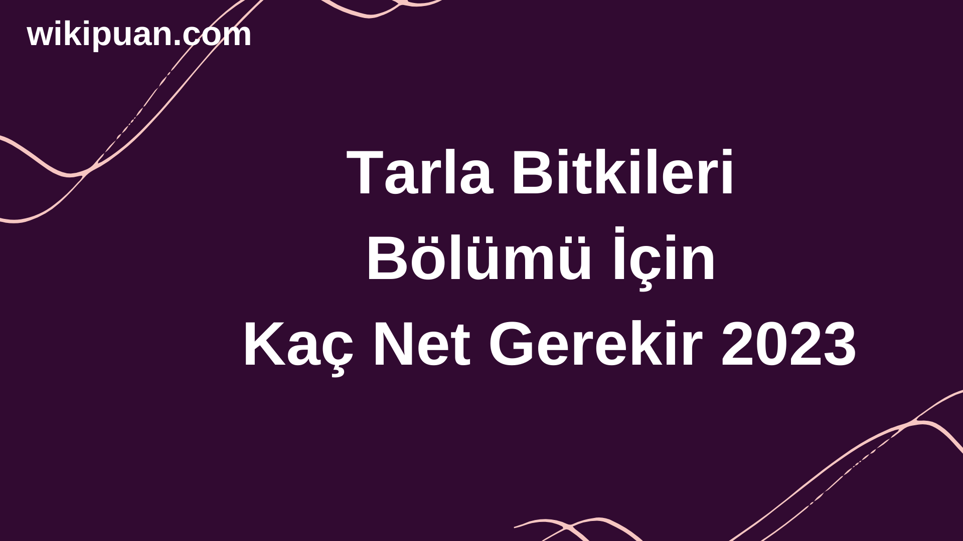 Tarla Bitkileri  Bölümü İçin Kaç Net Gerekir 2023