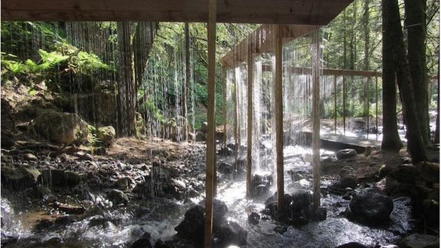 Amazing water curtain in the forests of France