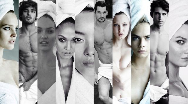 Naked Natalia Vodianova, Irina Shayk And Naomi Campbell only in a towel