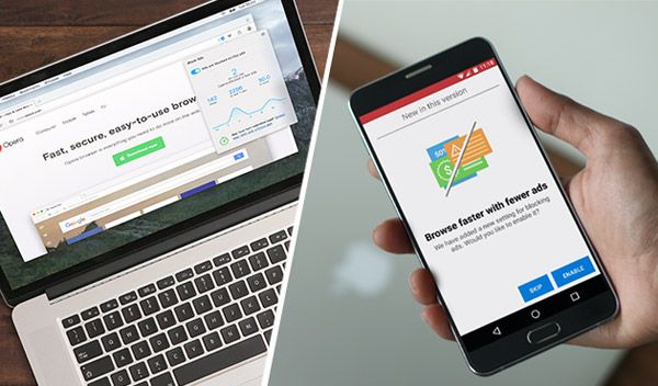 Opera and Opera Mini for Android got a built-in ad-blocking software