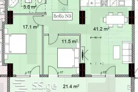 Apartment for sale, 3 Room, New building, Tbilisi, Varketili