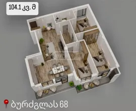 Продается квартира, 4 Kомнатная, Новостройка, Тбилиси, saburtalo