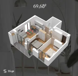 Продается квартира, 3 Kомнатная, Новостройка, Тбилиси, Диди Дигоми
