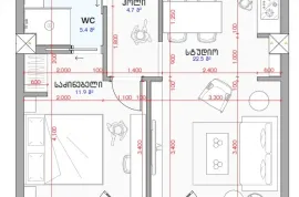 Apartment for sale, 2 Room, New building, Tbilisi, Bagebi