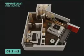 Apartment for sale, 2 Room, Under construction, Tbilisi, saburtalo