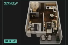 Apartment for sale, 1 Room, Under construction, Tbilisi, saburtalo
