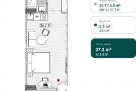 Apartment for sale, 1 Room, New building, Batumi