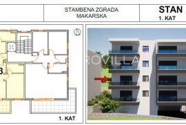 Makarska, dvosoban stan, novogradnja S3, Makarska, شقة