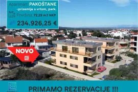 Stan PRODAJA novogradnja, Pakoštane, 72 m2, 3s, prizemlje, parking, vrt, Appartamento