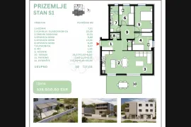 Brodarica - trosoban stan u novogradnji (S1 - prizemlje), Šibenik - Okolica, Appartement