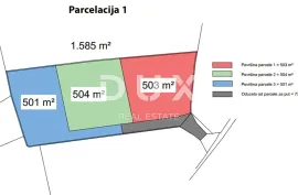 OTOK KRK, MALINSKA CENTAR - Građevinsko zemljište 500m2 za obiteljsku kuću, Malinska-Dubašnica, Terrain