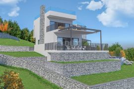 OPATIJA, POLJANE - zemljište 4400m2 s građevinskom dozvolom za vilu s bazenom i pogledom na more, Opatija - Okolica, Γη