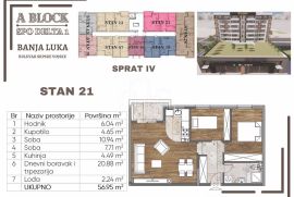 Novogradnja Banja Luka stan 57m2 sa dvije spavaće sobe u izgradnji TOP LOKACIJA, Banja Luka, Apartamento