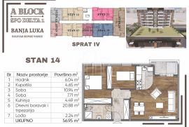 Novogradnja Banja Luka stan 57m2 sa dvije spavaće sobe u izgradnji TOP LOKACIJA, Banja Luka, Apartamento