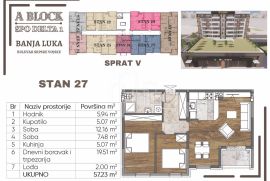 Novogradnja Banja Luka stan 57m2 sa dvije spavaće sobe u izgradnji TOP LOKACIJA, Banja Luka, Apartamento