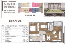 Novogradnja Banja Luka stan 57m2 sa dvije spavaće sobe u izgradnji TOP LOKACIJA, Banja Luka, Apartamento