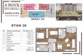 Novogradnja Banja Luka stan 57m2 sa dvije spavaće sobe u izgradnji TOP LOKACIJA, Banja Luka, Apartamento