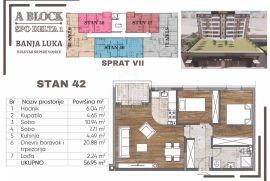 Novogradnja Banja Luka stan 57m2 sa dvije spavaće sobe u izgradnji TOP LOKACIJA, Banja Luka, Apartamento