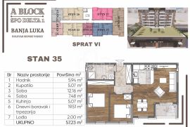 Novogradnja Banja Luka stan 57m2 sa dvije spavaće sobe u izgradnji TOP LOKACIJA, Banja Luka, Apartamento