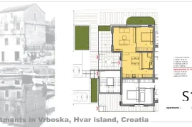 Hvar: Vrboska stan 63m2 s parking mjestom, Jelsa, Kвартира