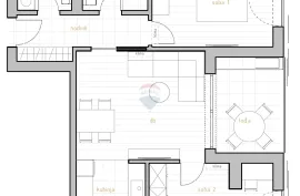 DONJI ZAMET - Stan 2S+DB 66,56 m2, Rijeka, Flat