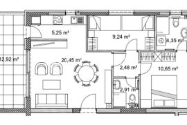 Zadar, Diklo vrhunski dvosoban stan na prvom katu s direktnim pogledom na more, drugi red NKP76,8 m2, Zadar, Stan