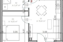 Istra, Pula, Monvidal, stan 50,07m2, 1SS+DB, NOVO #prodaja, Pula, شقة