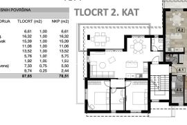 Malinska, trosoban stan s vrtom, NKP 115,40m2, pogled na more, Malinska-Dubašnica, Appartement