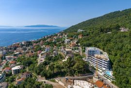 OPATIJA, luksuzan stan 2S+DB s pogledom na more u novogradnji s bazenom (P2), Opatija, Kвартира