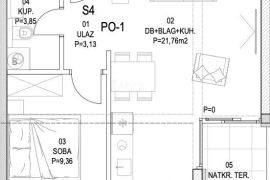 Barban - novogradnja 1S+DB s terasom, 42 m2, Barban, Apartamento