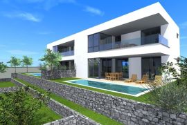 Otok Krk, Malinska - dvojna kuća sa bazenom 180m2, Malinska-Dubašnica, Maison