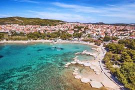 GRAĐEVINSKO ZEMLJIŠTE S POGLEDOM NA MORE, VODICE, Vodice, Terreno