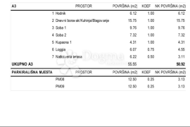 Otok Pag Novalja, novi stan 50,92m2, 2S+DB, 2.kat, Novalja, Διαμέρισμα