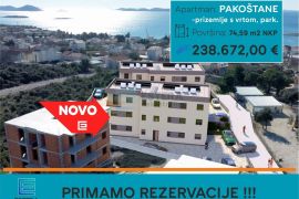 Stan PRODAJA novogradnja, Pakoštane, 75 m2, 4s, 1. kat, parking, Pakoštane, Apartamento