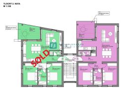 VODICE, novo, 400 m do mora, 2. kat, pogled na more, S7, Vodice, Appartment