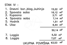 Stan s dvije spavaće sobe, 66.53 m2, Pula, Apartamento