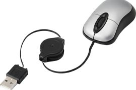 მინი სადენიანი მაუსი გამოსაწევი კაბელით ლეპტოპისთვ