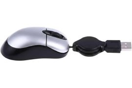 მინი სადენიანი მაუსი გამოსაწევი კაბელით ლეპტოპისთვ