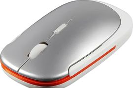 უკაბელო ოპტიკური მაუსი ვერცხლისფერი-თეთრი DPI ღილა