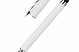 2-1-ში თეთრი სტილუსი და ბურთულიანი კალამი თავსახურ