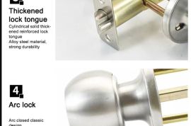 უჟანგავი ფოლადის აბაზანის კარის საკეტი, საძინებლის