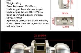 უჟანგავი ფოლადის აბაზანის კარის საკეტი, საძინებლის