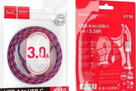 კაბელი USB - Type-C hoco X116 Meridian 3.0A 1მ ნაჭ