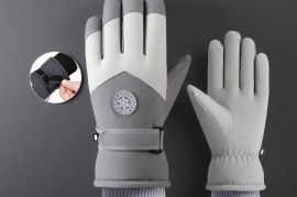 ზამთრის სათხილამურო ხელთათმანები, თბილი, ქარგაუმტა