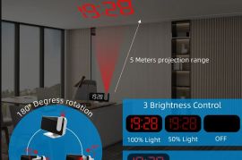 LED ელექტრონული პროექციის საათი დიდეკრანიანი ციფრუ