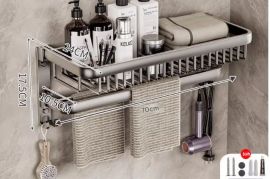 აბაზანის დასამონტაჟებელი ალუმინის თარო ტანსაცმლის,