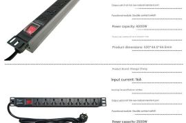 დენის დამაგრძელებელი ალუმინის 8 როზეტით, დენი: 10A